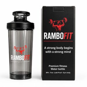 RamboFit Premium Fitness Shaker & Water Bottle